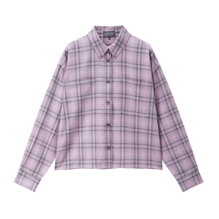 【韩国同款】佐丹奴2026年春纯棉宽松弥散格纹衬衫女长袖05345893