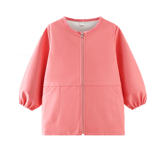 儿童罩衣防水防油污长袖拉链款大中小童宝宝吃饭画画护衣防脏围裙