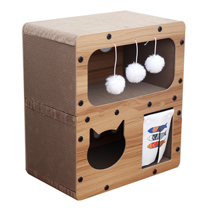 双层猫窝猫抓板一体两层猫屋猫舍幼猫耐磨不掉屑磨爪板多猫家庭房