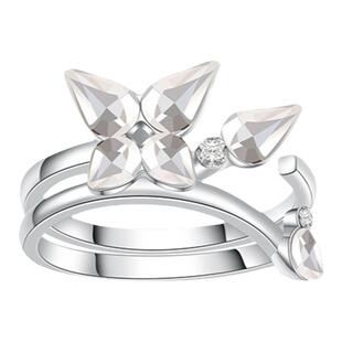 abyb花花世界蝴蝶戒指叠戴对戒轻奢指环戒子生日礼物指环套戒新款
