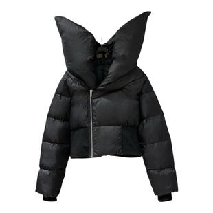 暗黑RO风格新款羽绒服立领设计感蓬松御寒保暖女士短款羽绒外套