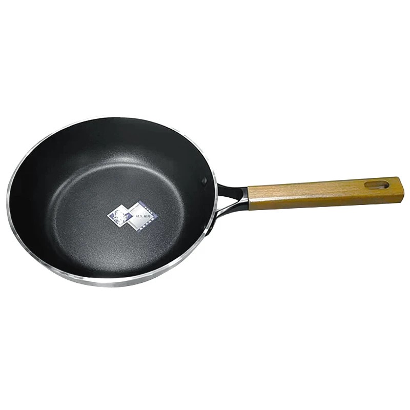特厚铝合金木柄加深平底煎锅不粘水煎包生煎牛排蛋饺烙饼炒菜煮锅