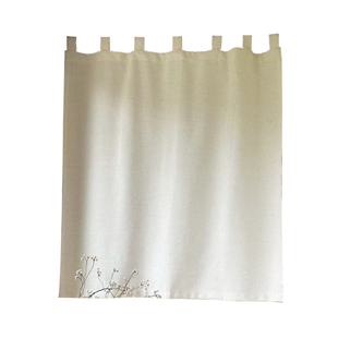 思幔高品质日式亚麻门帘棉麻吊带风水帘隔断免打孔米白色原木风