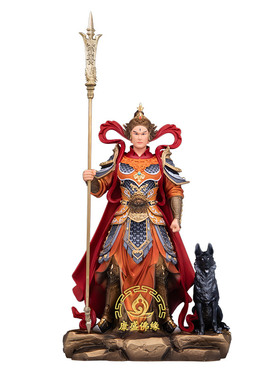 二郎神杨戬神像黄铜彩绘供奉摆件