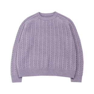 KNgs 秋冬学院风复古纯色简约麻花圆领套头内搭毛衣针织衫女上衣