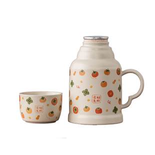 草木灰小暖壶国潮复古陶瓷高档泡茶壶单个家用大容量茶杯一壶一杯