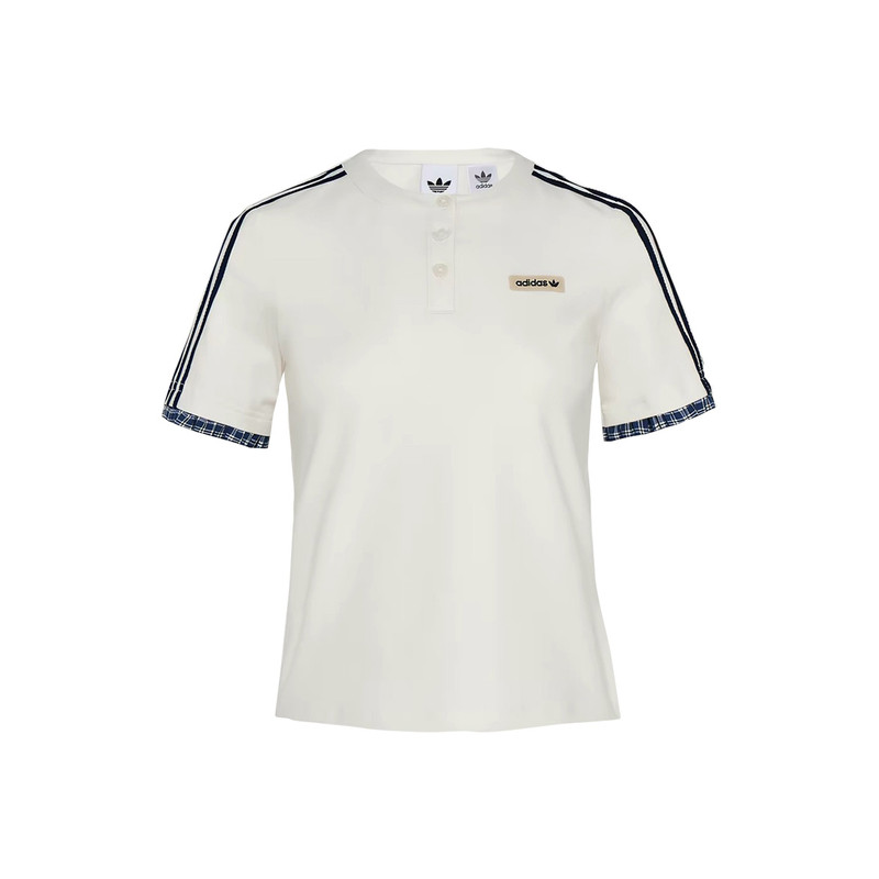 adidas三叶草格子呢短袖POLO衫