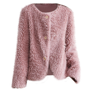 羊剪绒大衣女2025冬新短款小个子温柔风海宁羔羊毛毛颗粒皮草外套