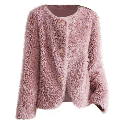 温柔风海宁羔羊毛毛颗粒皮草外套