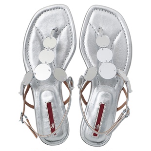 COOLCHAP2025新款月光变奏曲镜片时装凉鞋女夏季平底时尚气质潮流