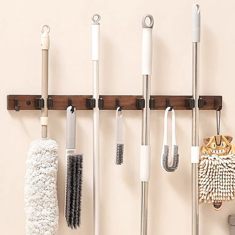 拖把挂钩架子胡桃木拖把夹创意扫把挂架免打孔拖把挂勾卡扣