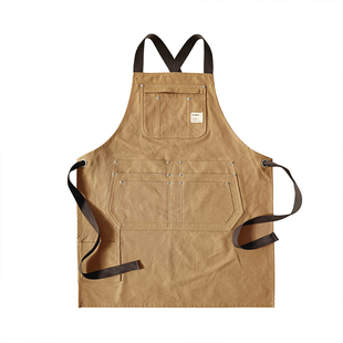 美式园艺防污耐磨工作围裙花艺师男女帆布画画厨房工作服定制logo