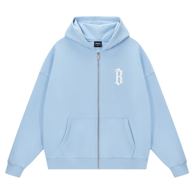 BONELESS基础B字印花拉链开衫