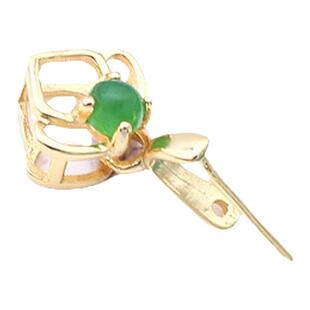 s925佛公斜孔小吊坠扣头 玉坠扣纯银镀18K金扣diy吊坠银扣头空托