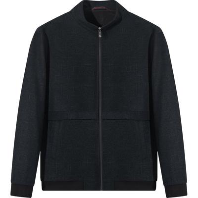 【含羊毛】柒牌立领毛呢夹克男保暖秋冬新款时尚几何印花休闲外套