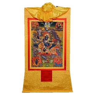 吉祥天母唐卡挂画西藏镀金烫金客厅装饰壁画铜像藏族唐卡