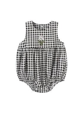 babylove夏季三角哈衣格纹包屁衣