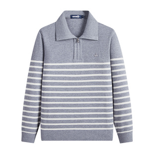 [张新成同款]Navigare小帆船海洋风条纹针织衫男秋季休闲羊毛衫