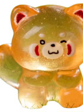 微景观夜光小浣熊树脂造景小摆件