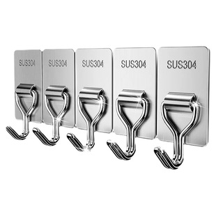 不锈钢挂钩免打孔强力承重粘胶门后挂衣钩子厨房粘钩浴室墙上收纳