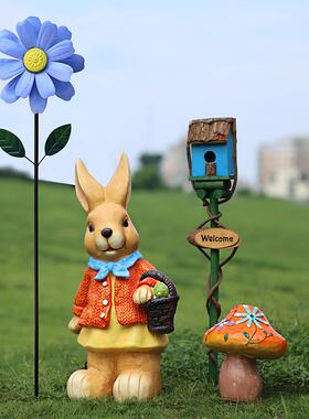 花园别墅庭院幼儿园草坪装饰品户外园林景观雕塑卡通兔子摆件造景