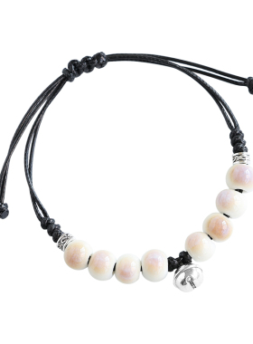 文艺复古情侣手饰景德镇瓷珠编织手绳陶瓷手链简约流行饰品手串女