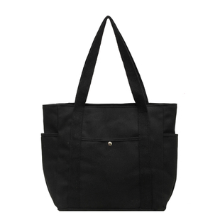 帆布包女2023新款托特包帆布袋手提袋设计师双口袋水杯雨伞单肩包