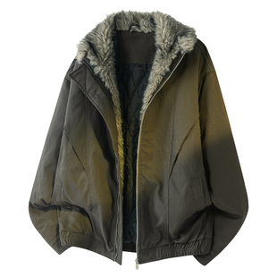 马切达冬季座山雕加厚防寒派克服男款美式复古夹克潮牌毛领外套