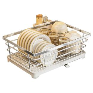 304不锈钢碗碟收纳架厨房置物架放碗筷沥水架多功能碗架家用