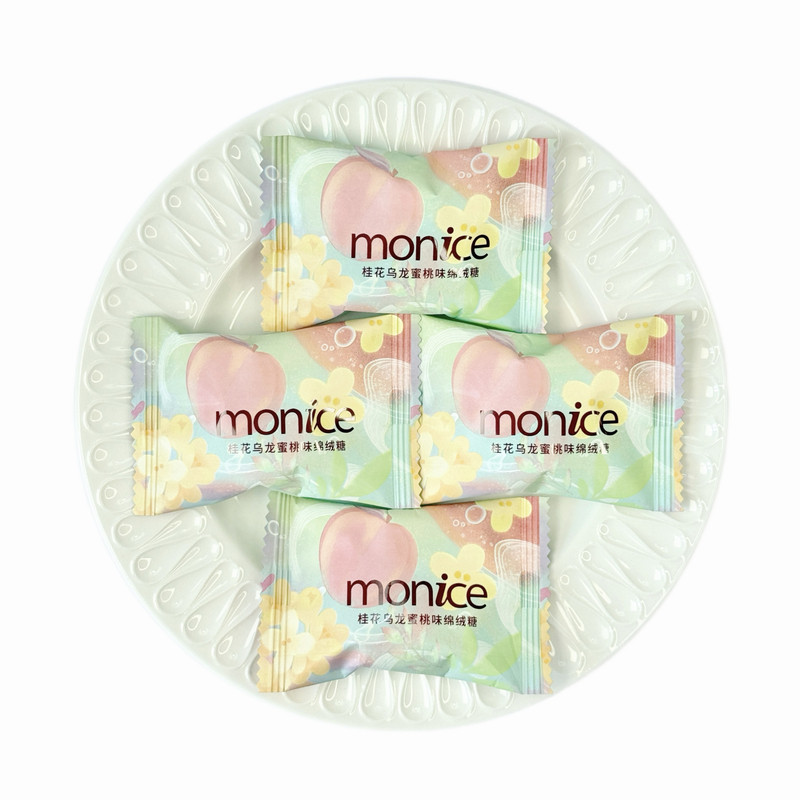 Monice茉奈桂花乌龙蜜桃味绵绒糖推荐结婚喜糖果休闲茶歇零食散装
