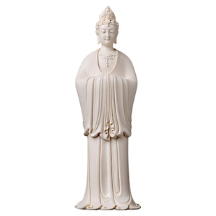 戴玉堂陶瓷自在观音立像省级大师林建平观世音菩萨像供奉家用摆件