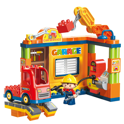 费乐大颗粒工程车积木玩具