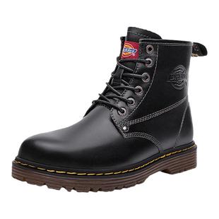 Dickies马丁靴男高帮冬季加绒棉鞋雪地靴真皮工装靴男士靴子男鞋