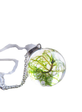 植物项链金属苔藓毛衣链女士树脂