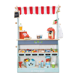 英国Le Toy Van咖啡铺过家家木玩具收纳架小蜜蜂超市购物甜心商店