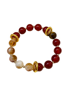 红玛瑙圆形高弹力手链串珠珠子新中式百搭手串小众感手饰