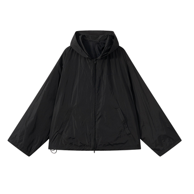 连帽美式宽松黑色外套简约流行