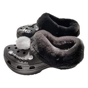 洞洞鞋毛绒棉内胆适配云朵雪屋泡芙crocs卡骆驰冬季保暖可拆鞋套