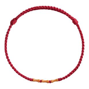 普陀山老桃木红绳手链2026马年护身符竹节手绳生肖属马鼠牛兔手绳