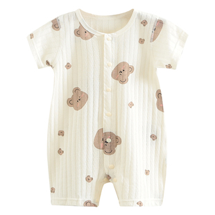 婴幼儿短袖超薄新生儿婴儿纯棉a类男女宝宝夏连体衣半袖睡衣哈衣
