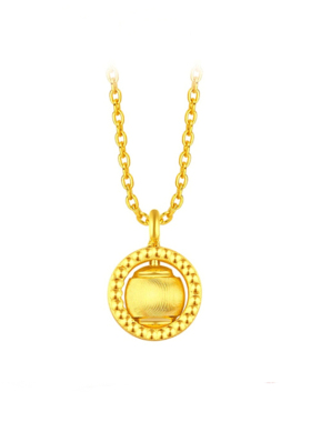 潮港福18K金猫眼圆珠圆环项链潮