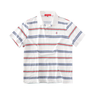 CoosRetro 夏季新款撞色条纹短袖POLO衫男女宽松休闲百搭翻领T恤