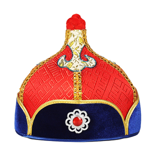 男童蒙古帽子尖顶蒙古族儿童王爷帽男孩少数民族舞蹈演出表演帽子