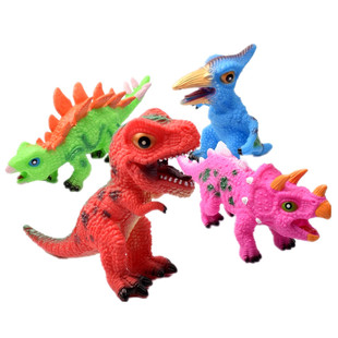 卡通发声恐龙仿真霸王龙三角龙翼龙儿童手捏会叫玩具软胶玩偶礼物