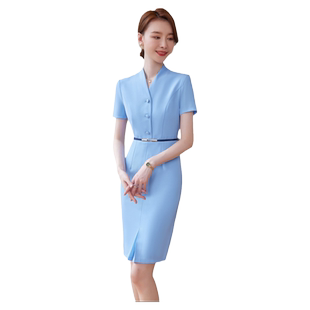 职业连衣裙夏装2023新款女优雅气质女神范珠宝店美容院工作服工装