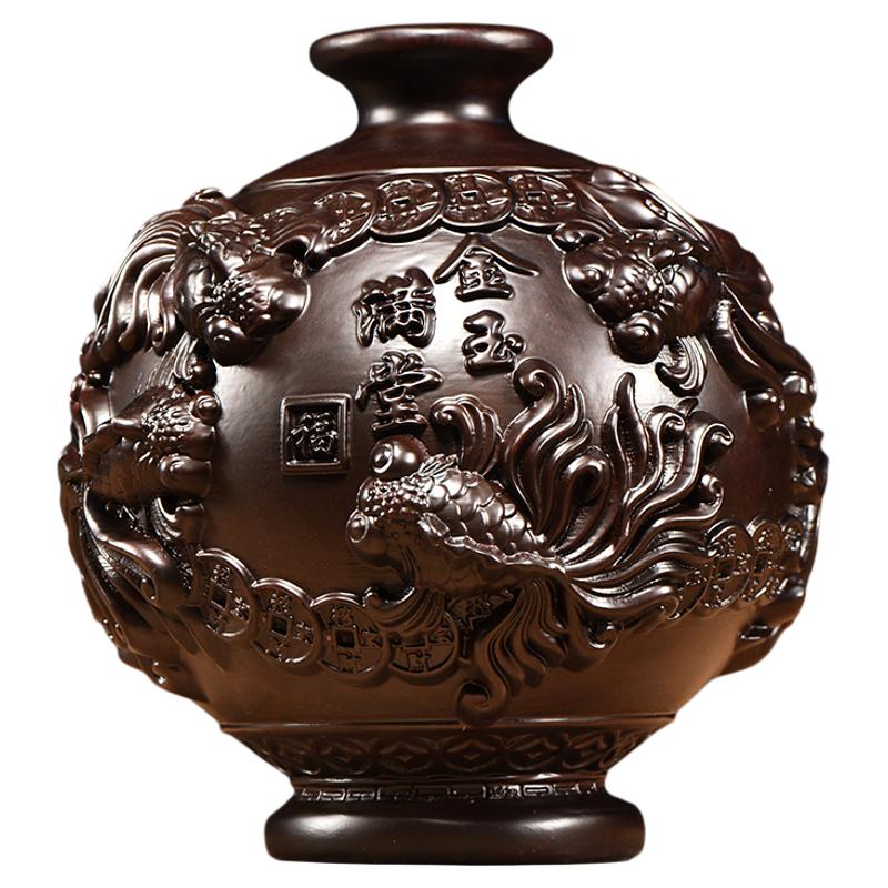 黑檀木花瓶摆件客厅玄关乔迁