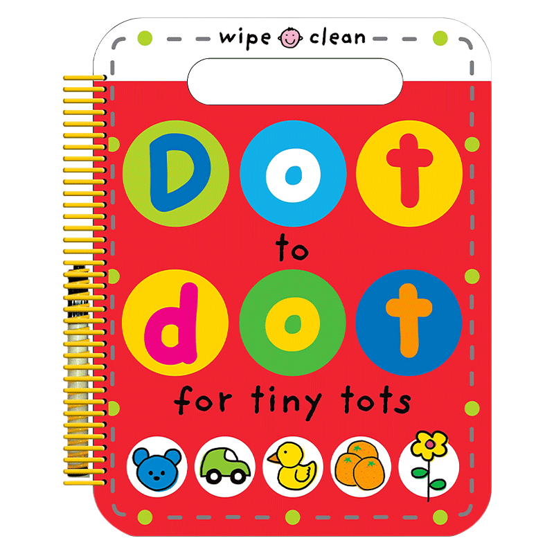 英文原版 Dot to Dot for Tiny Tots Wipe Clean Activity Book 点对点练习 擦擦活动书 迷宫拼图 螺旋装带笔 英文版 进口英语书