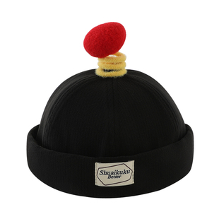 婴儿帽子秋冬男童韩版可爱小揪揪地主帽秋季男宝宝防风百搭瓜皮帽