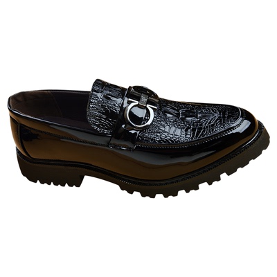 一脚蹬皮鞋男韩版英伦潮流鳄鱼纹休闲鞋豆豆鞋发型师懒人乐福男鞋