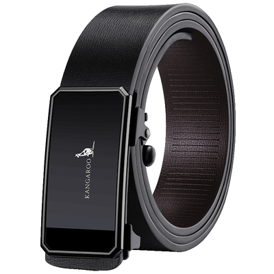 袋鼠男士无牙内穿真皮商务皮带